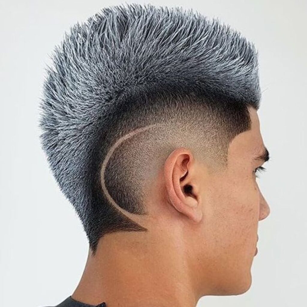 mohawk haircut with line design