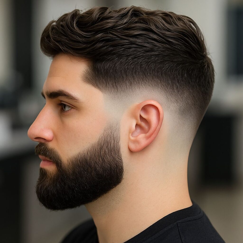 corte taper fade with beard
