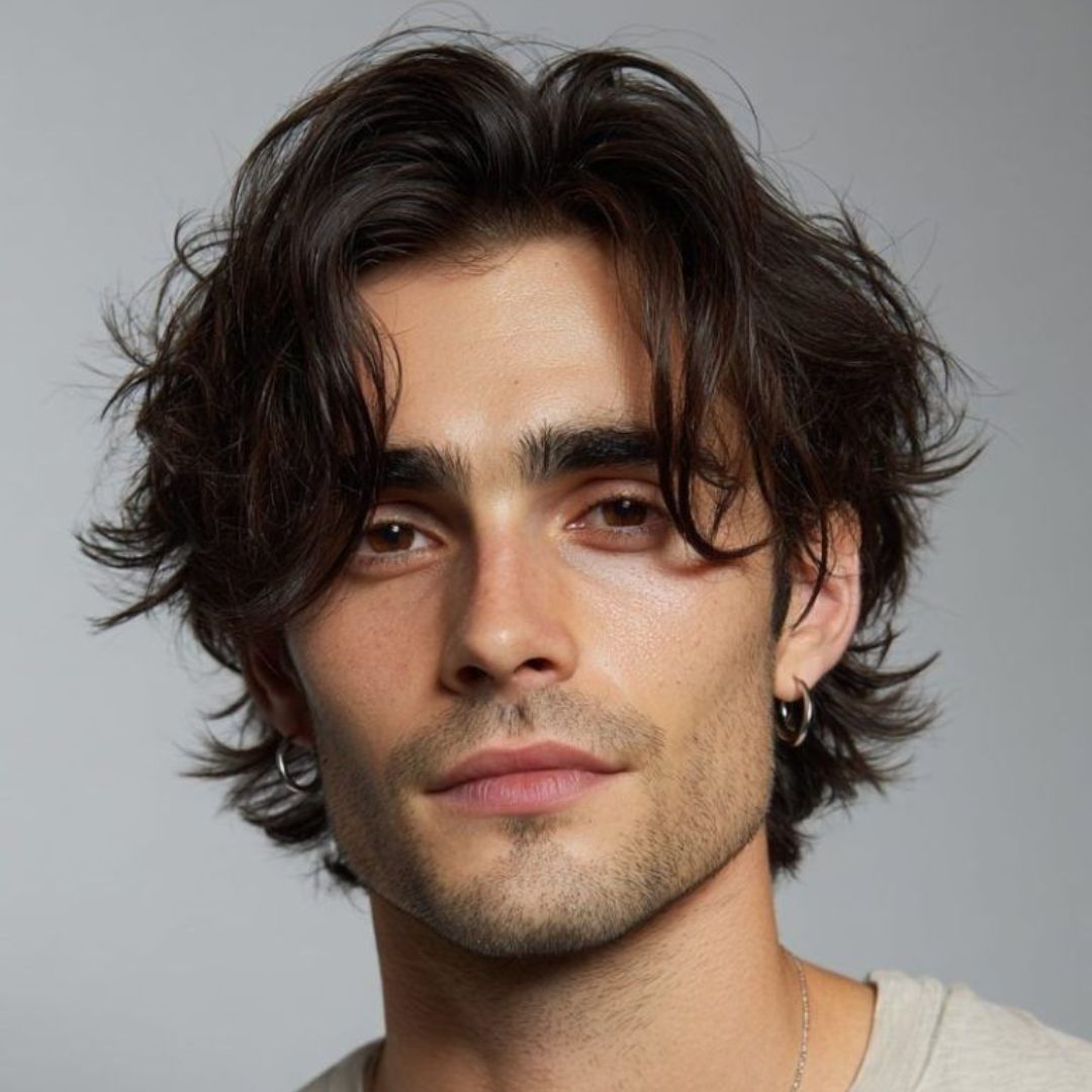 wavy middle haircut